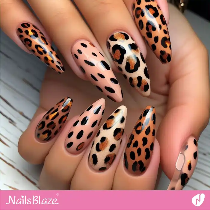 Almond Leopard Print Nail Design | Animal Print Nails - NB2513